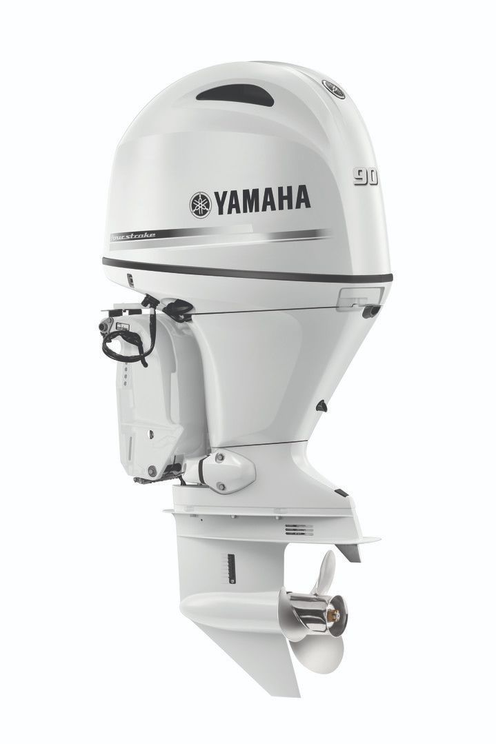 F90LB2 - White Yamaha Mid Range Four Stroke 90 HP Long Shaft, EFI, Powered Trim & Tilt System