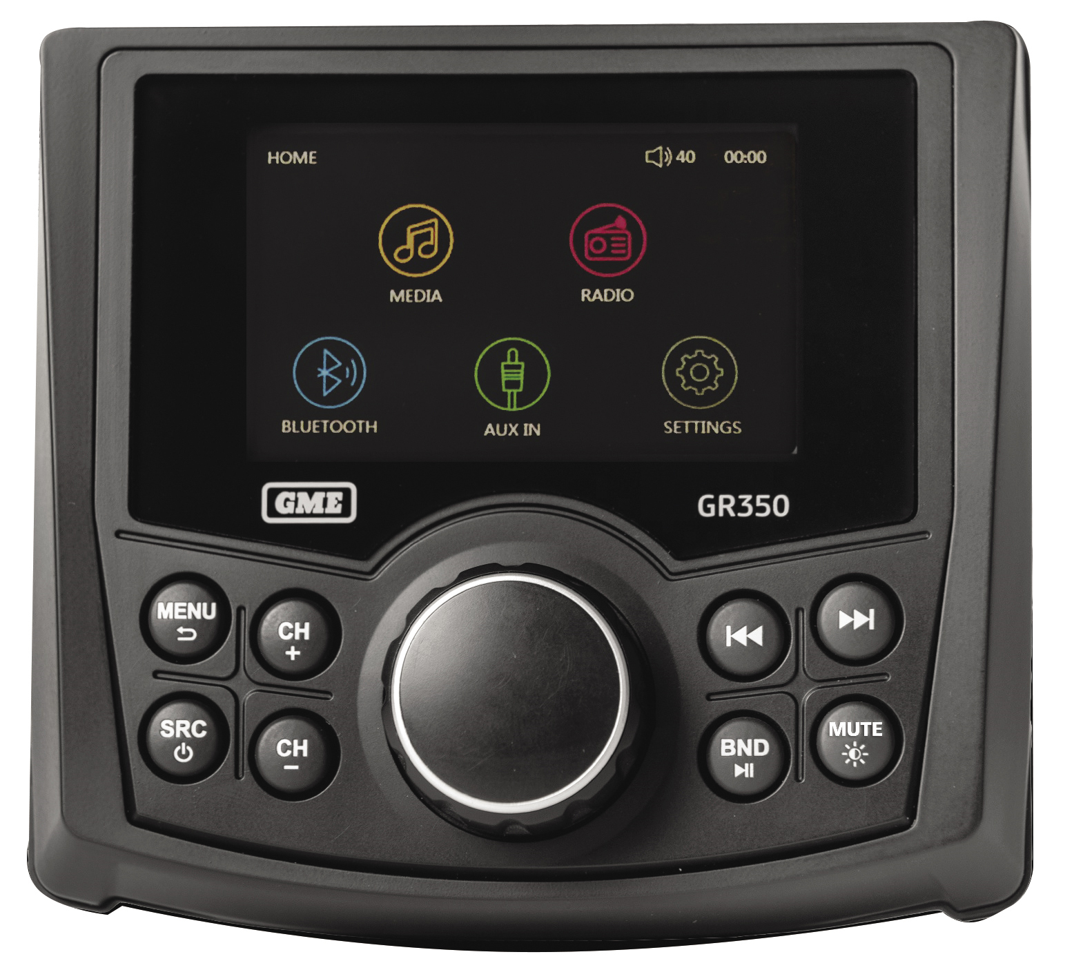 GME GR350BT Compact Marine AM/FM Stereo With Bluetooth Wireless Connectivity Black
