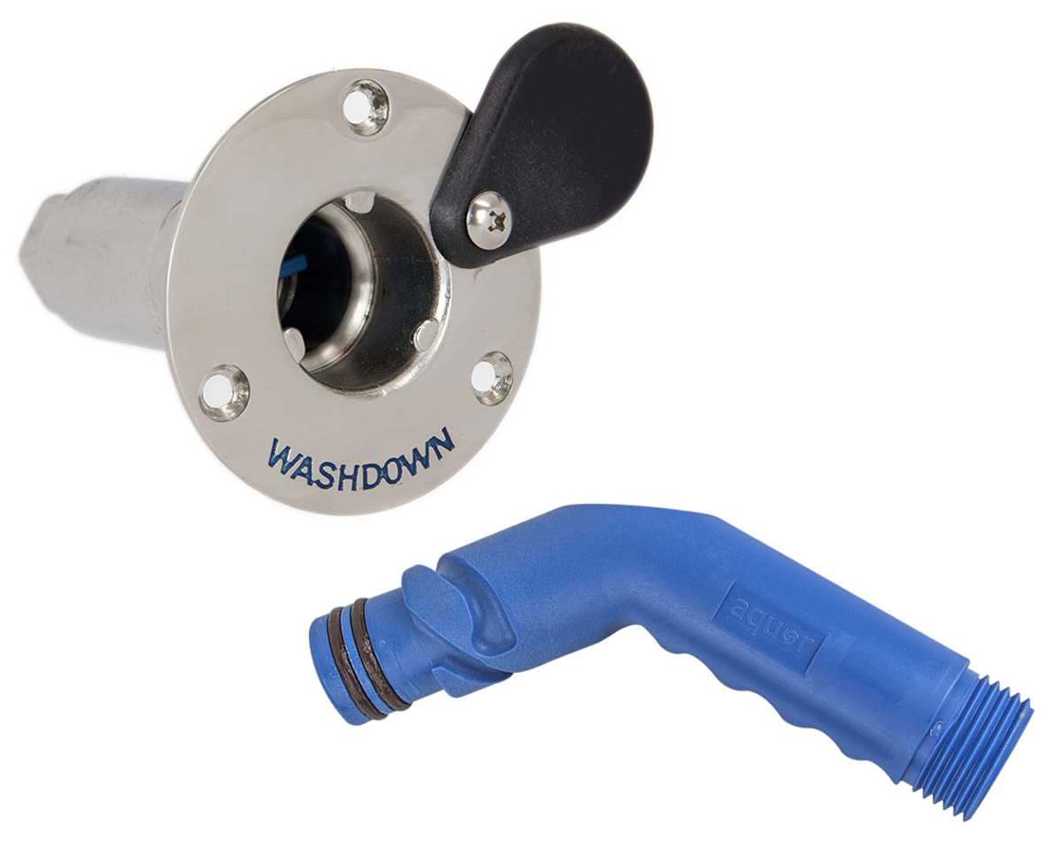 Deck Wash Connector with Angled Hose Adaptor