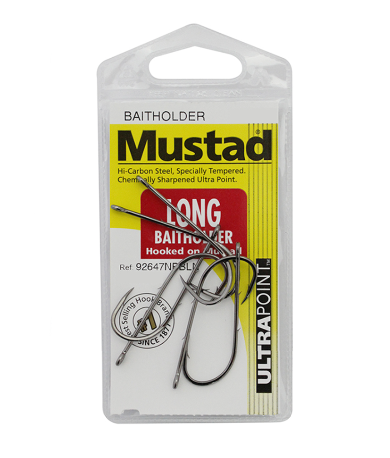 Mustad Long Baitholder Hooks 2/0 x 7