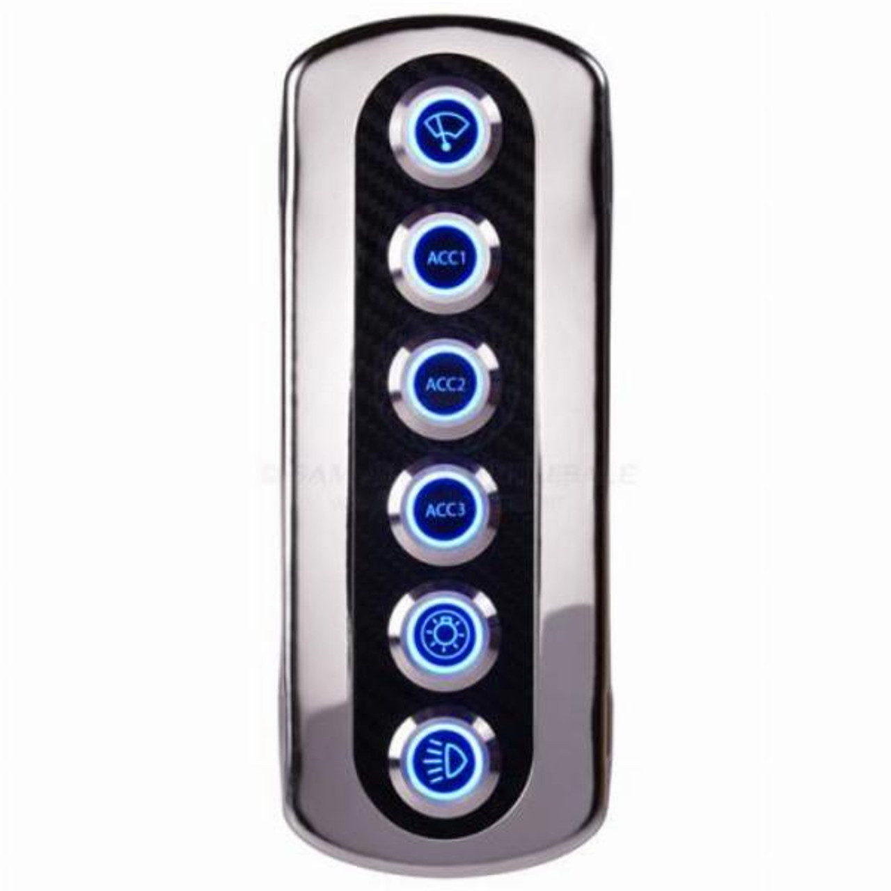 Relaxn 6 Gang Stainless Steel Switch Panel Blue LED Ring