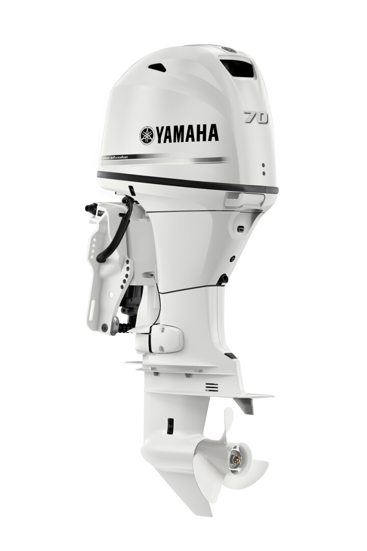 F70LA2 - White Yamaha Mid Range Four Stroke 70 HP Long Shaft, EFI, Powered Trim & Tilt System